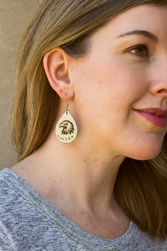Lightweight Wood Eagles Earrings