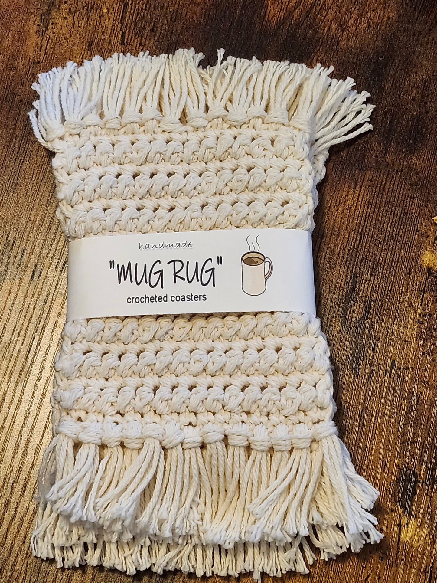 "MUG RUGS" crocheted coasters (set of 4)