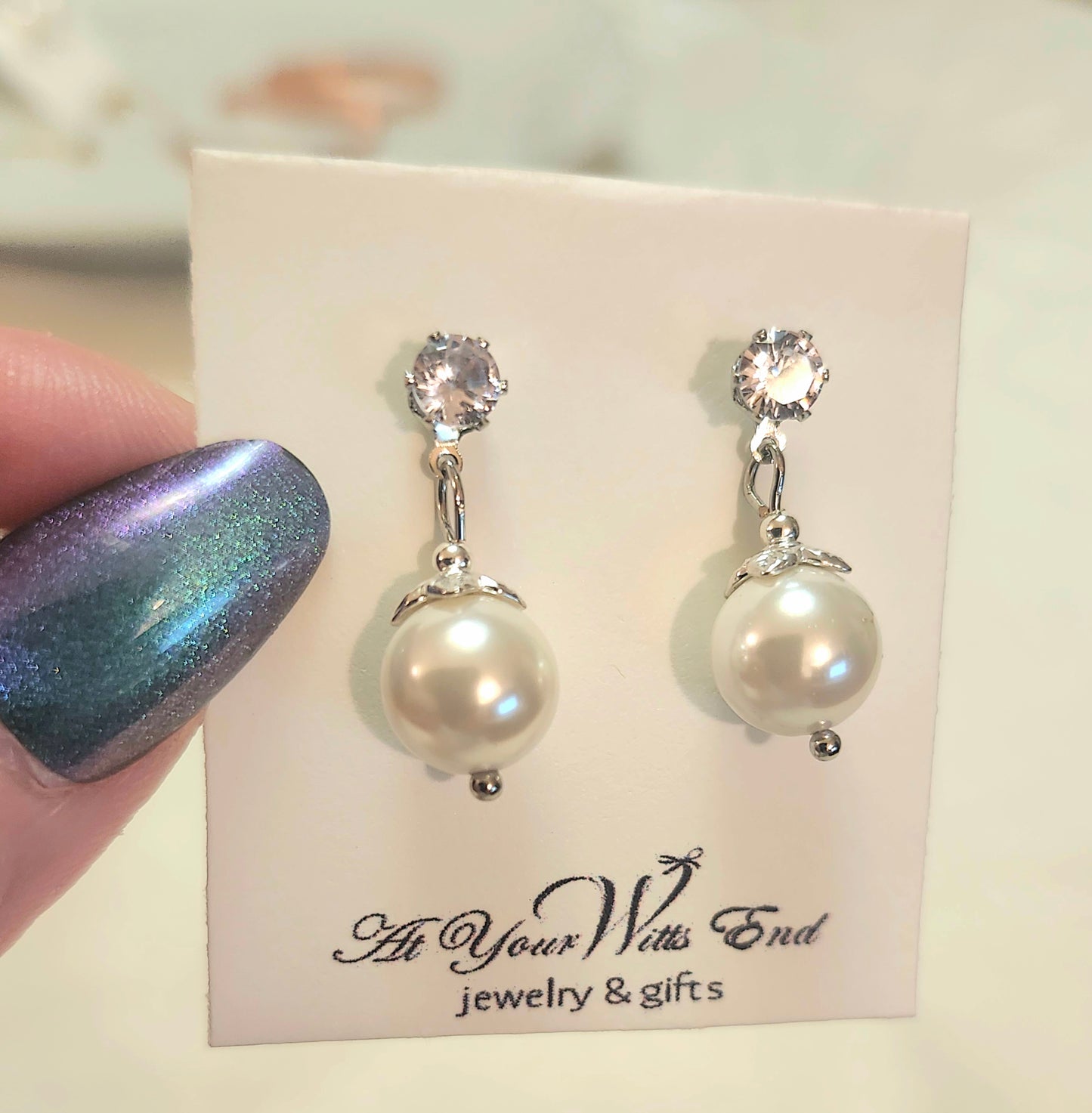 Elegant Pearl and Rhinestone Earrings
