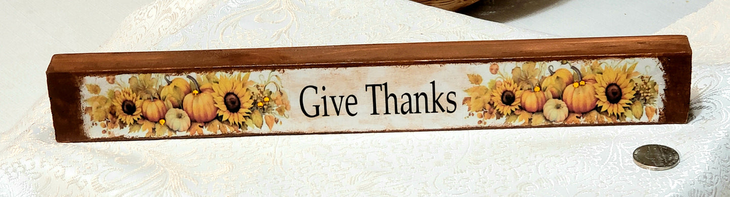 Wooden Decoupage Block (GIVE THANKS) rectangle
