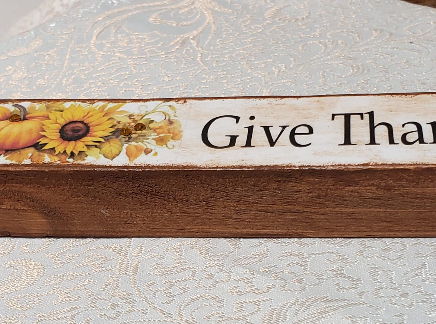 Wooden Decoupage Block (GIVE THANKS) rectangle