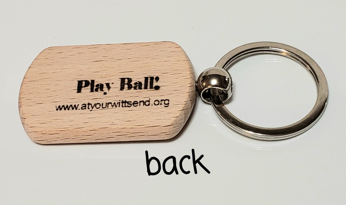 "Phillies" Wood Keychain with baseball