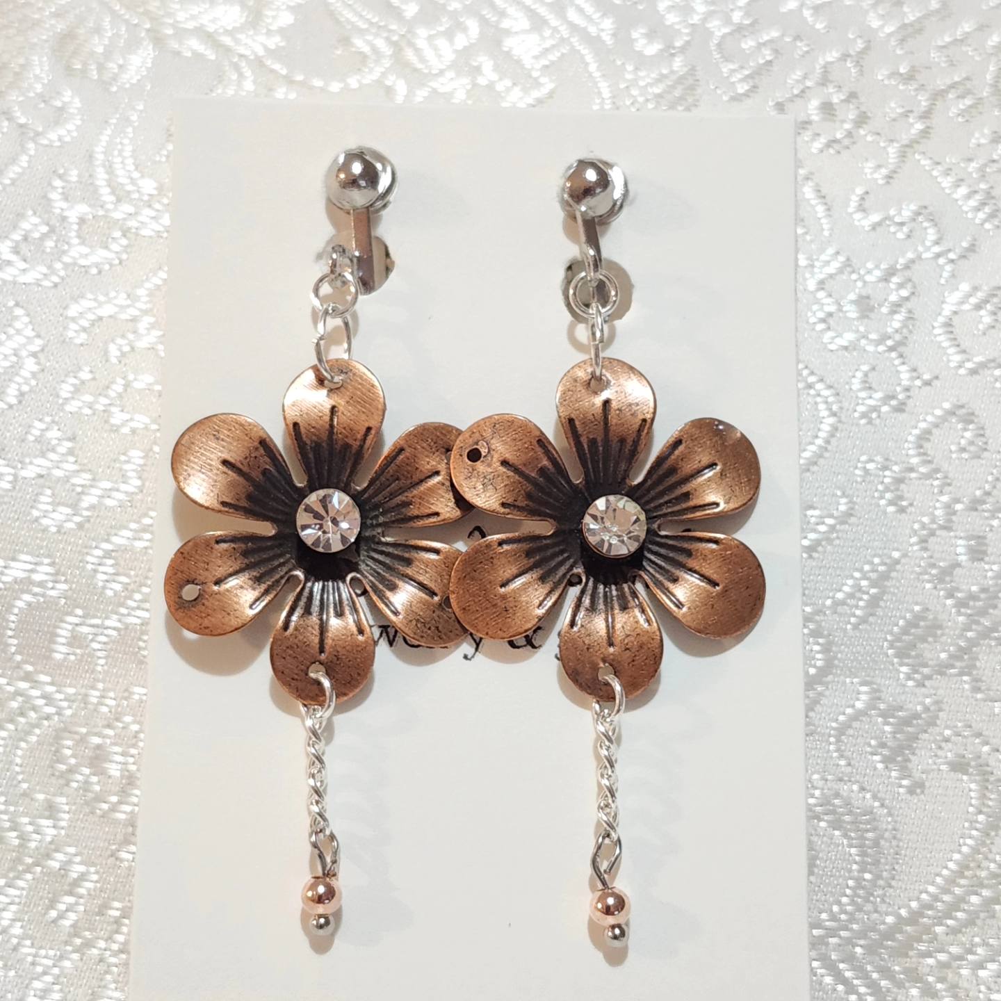 Copper Flower Earrings