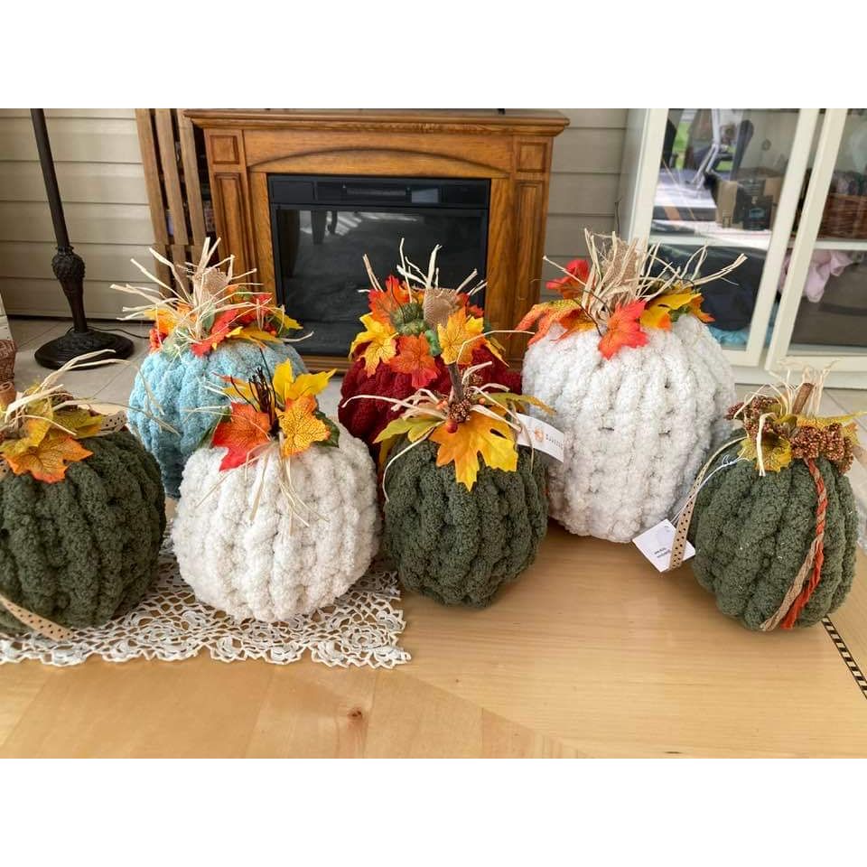 Custom Knit Pumpkin, Pumpkin Decoration, Autumn Decorations