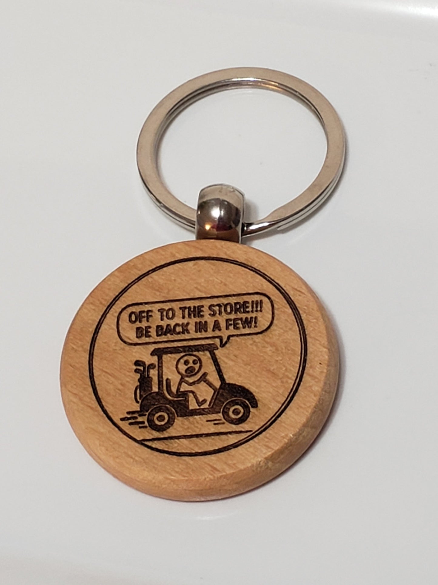 Funny Wooden Golf Keychain, "THAT TREE WAS NOT HERE LAST TIME."