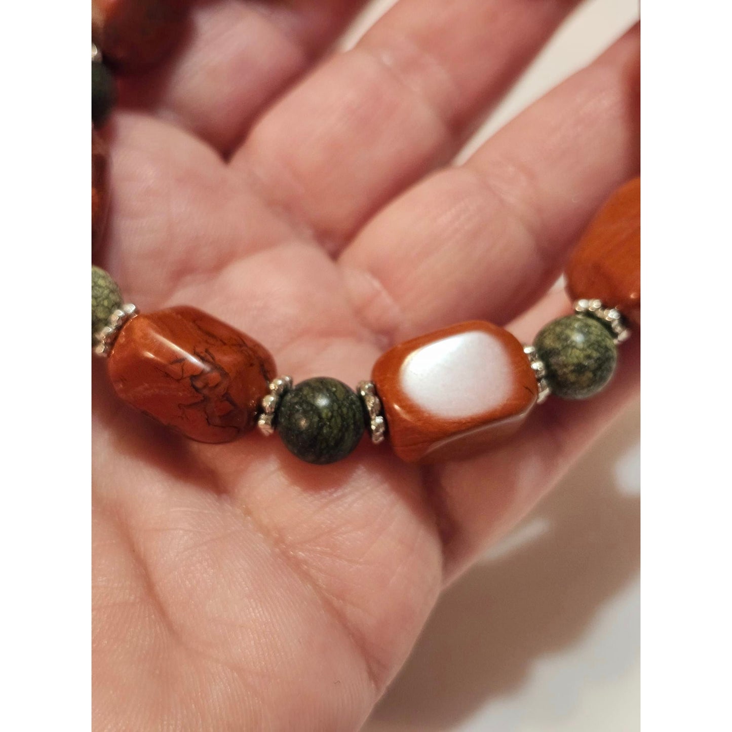 Red Jasper & Russian Jade Stretchy Bracelet