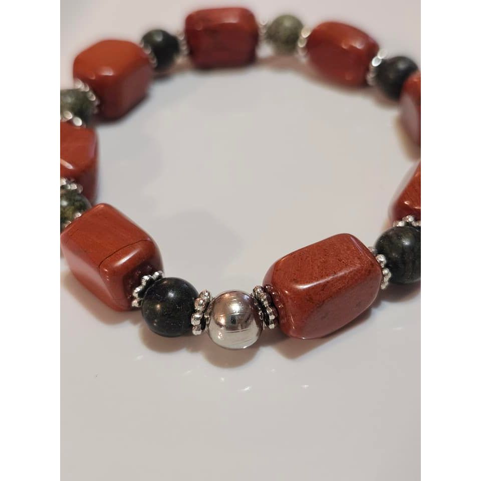 Red Jasper & Russian Jade Stretchy Bracelet