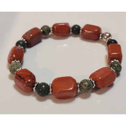 Red Jasper & Russian Jade Stretchy Bracelet
