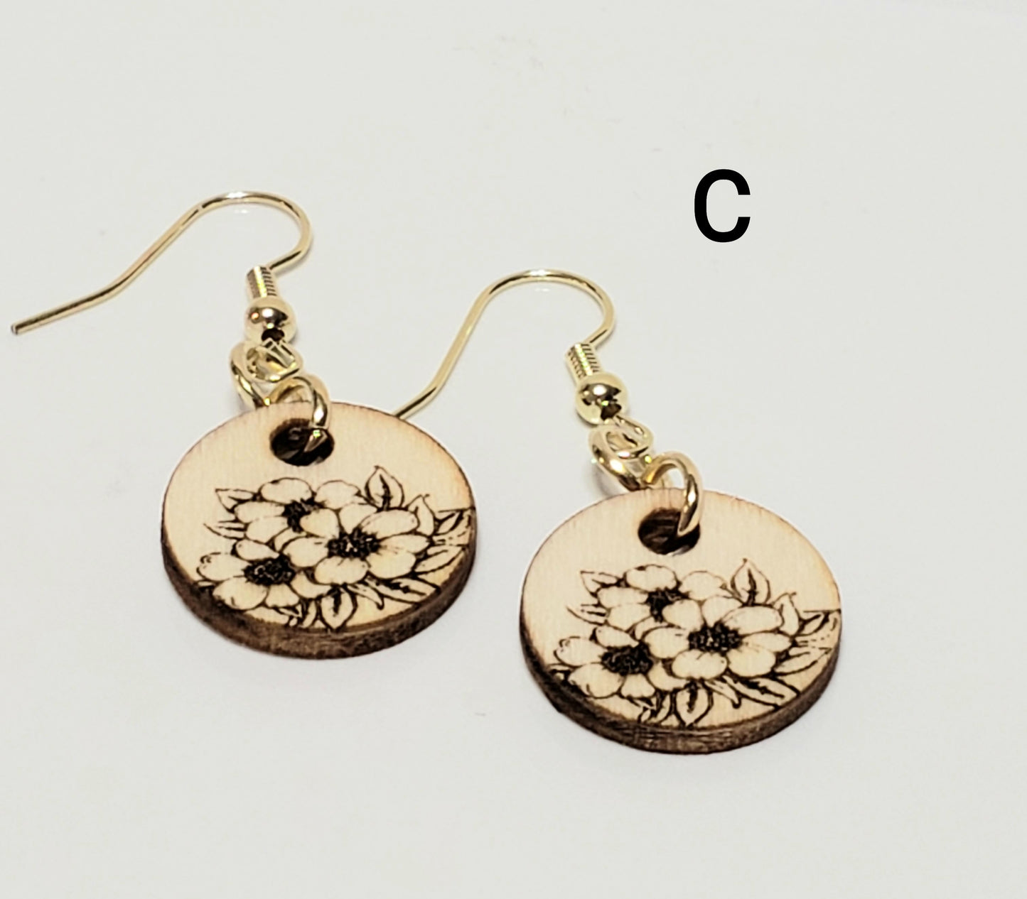 Little Wood Round Earrings (multiple lasered patterns to choose from)
