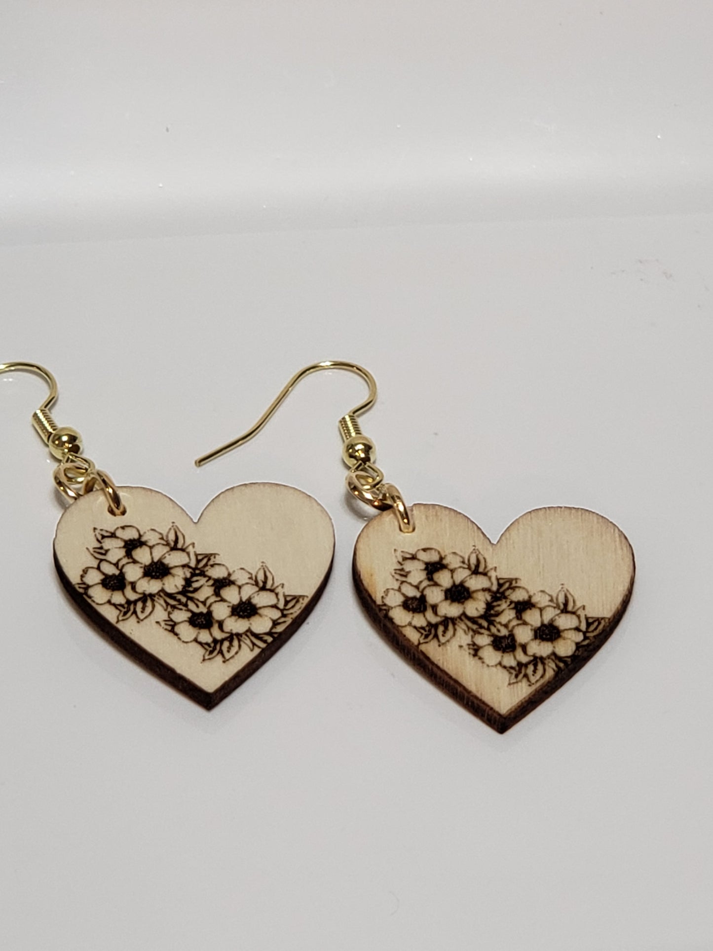 Wood Heart Earrings (multiple lasered patterns to choose from)