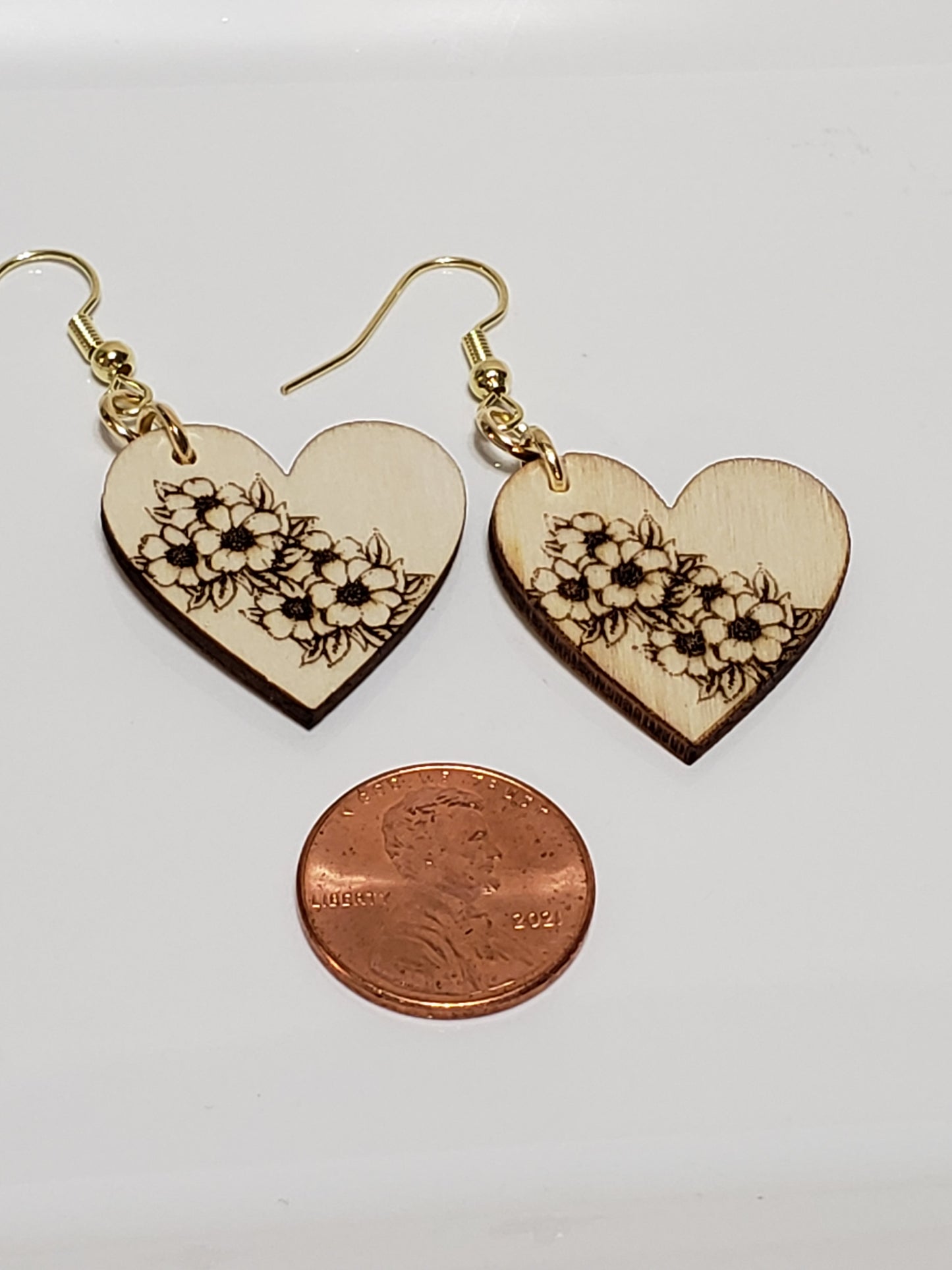 Wood Heart Earrings (multiple lasered patterns to choose from)