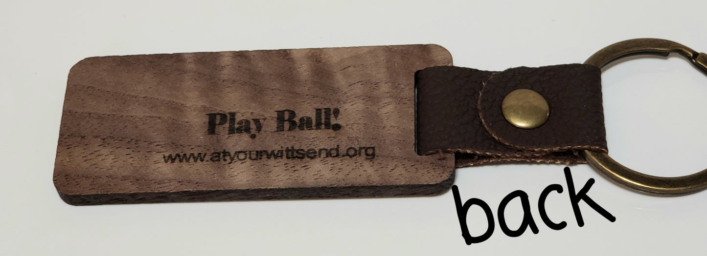 Dark Wood Keychain ‘Phillies’ with baseball