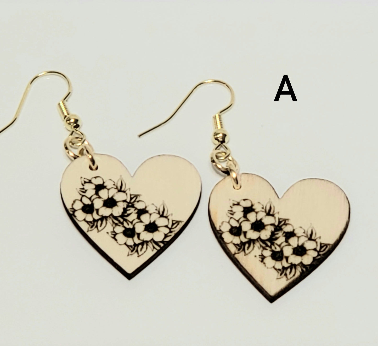 Wood Heart Earrings (multiple lasered patterns to choose from)