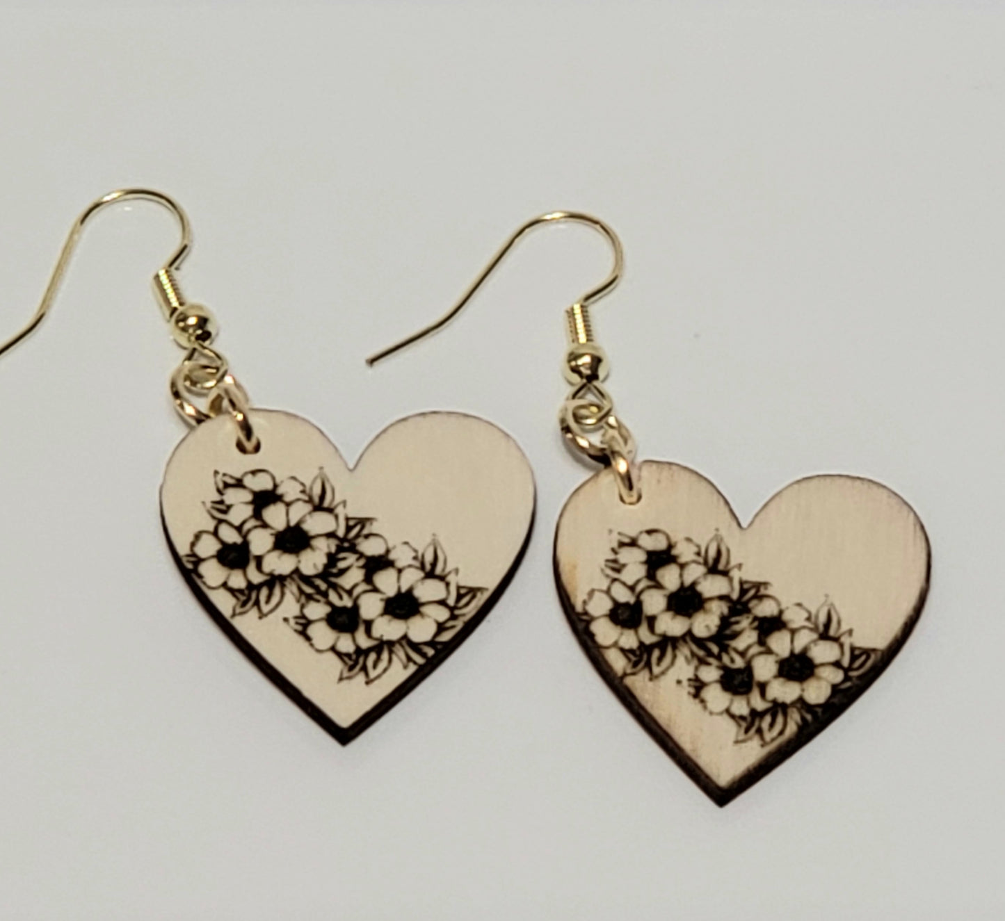 Wood Heart Earrings (multiple lasered patterns to choose from)