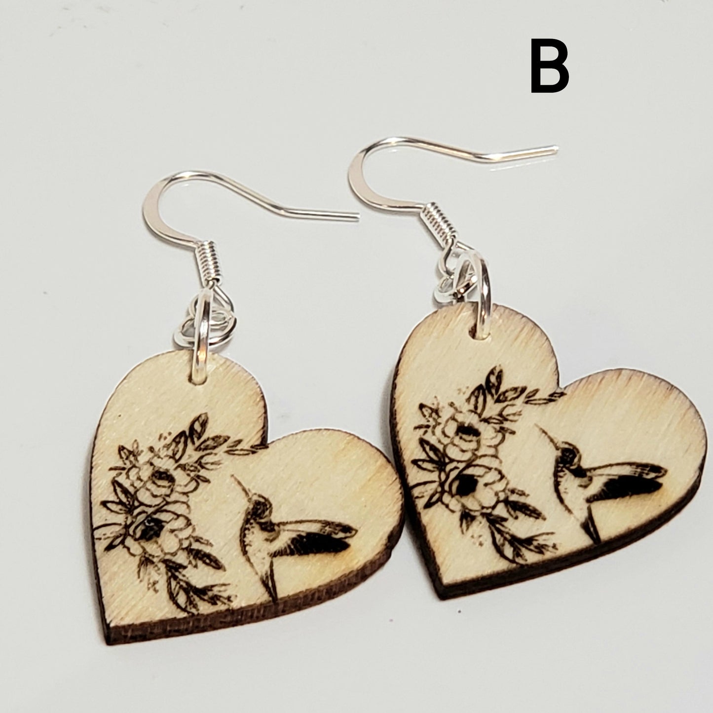 Wood Heart Earrings (multiple lasered patterns to choose from)