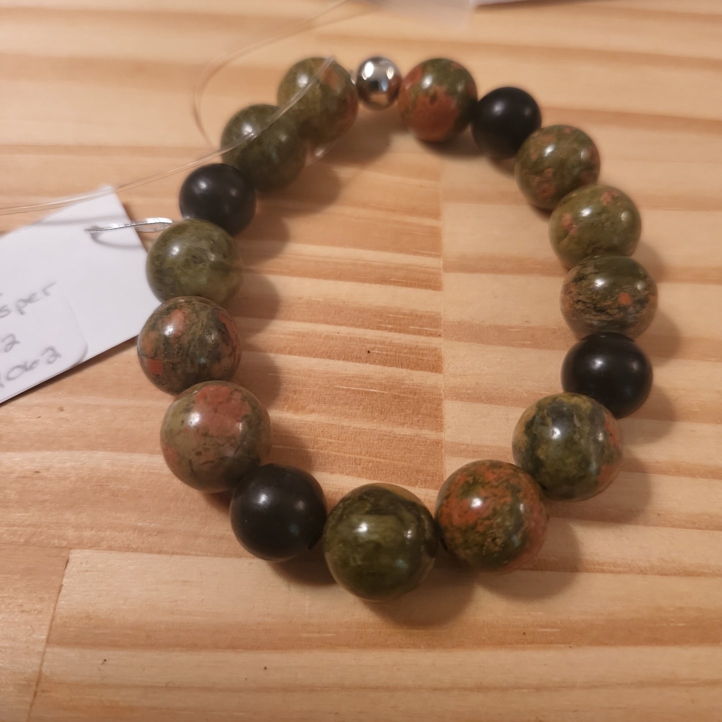 Unakite & Black Jasper Bracelet