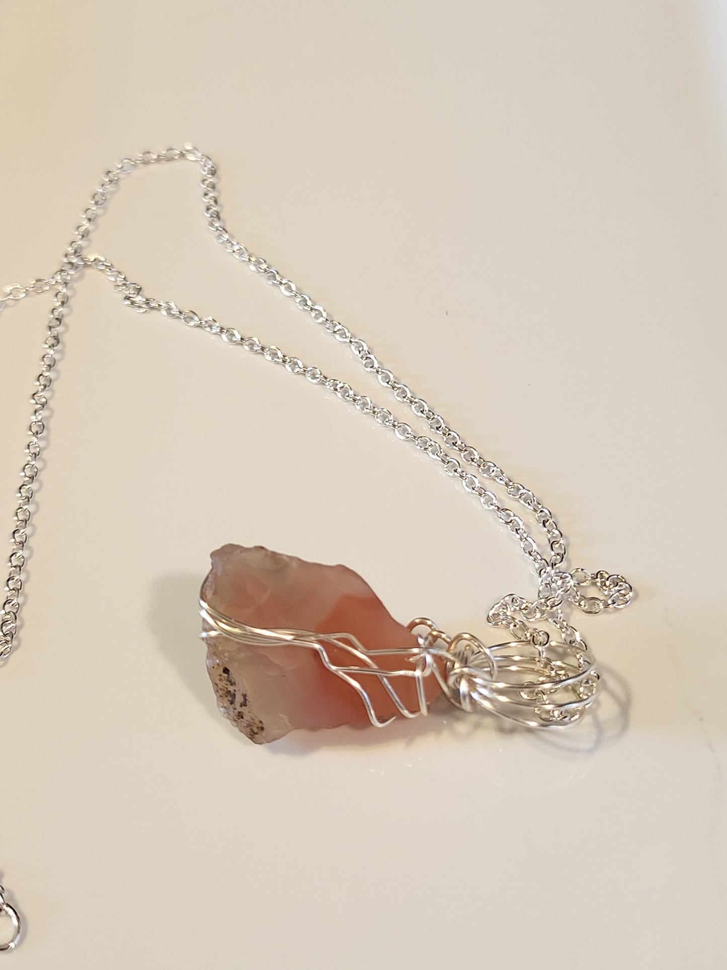 Carneilian Wire Wrapped Stone Necklace