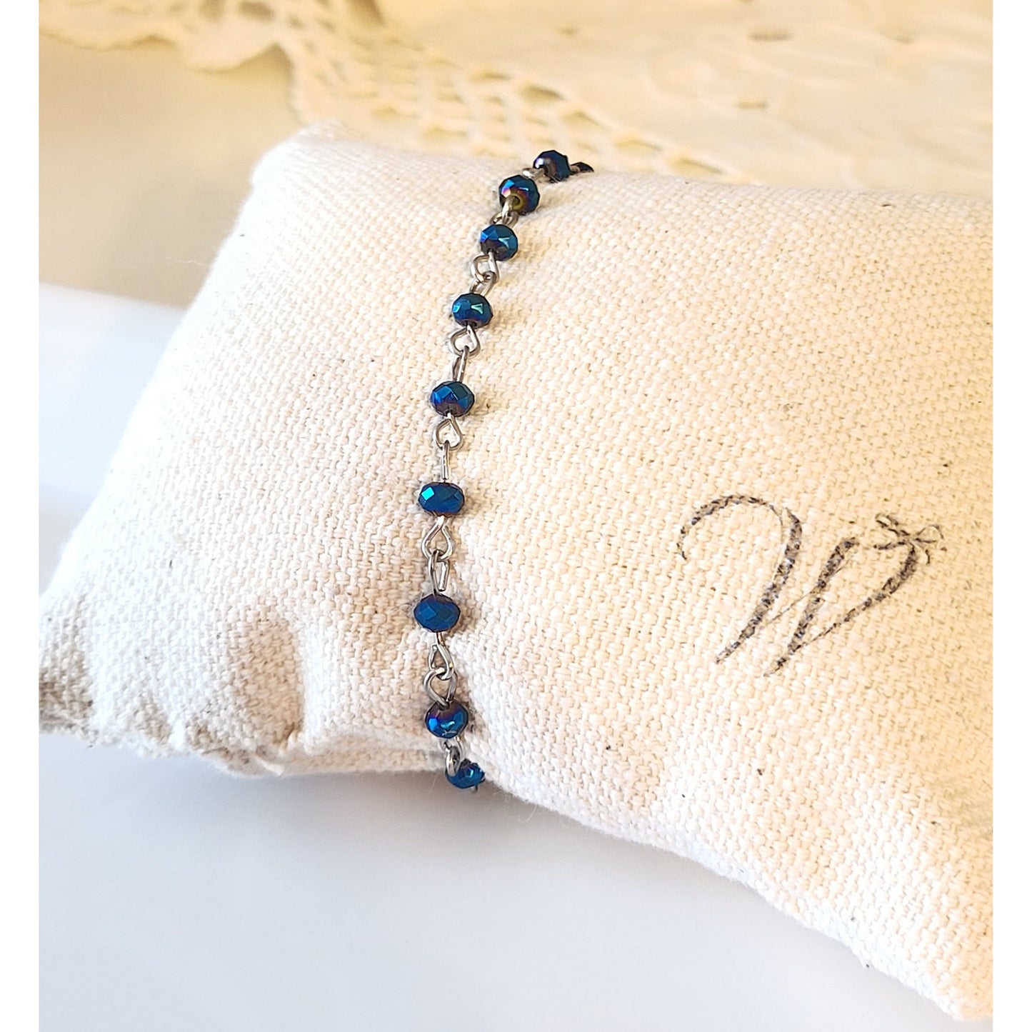 Delicate Cobalt Blue Crystal Bracelet