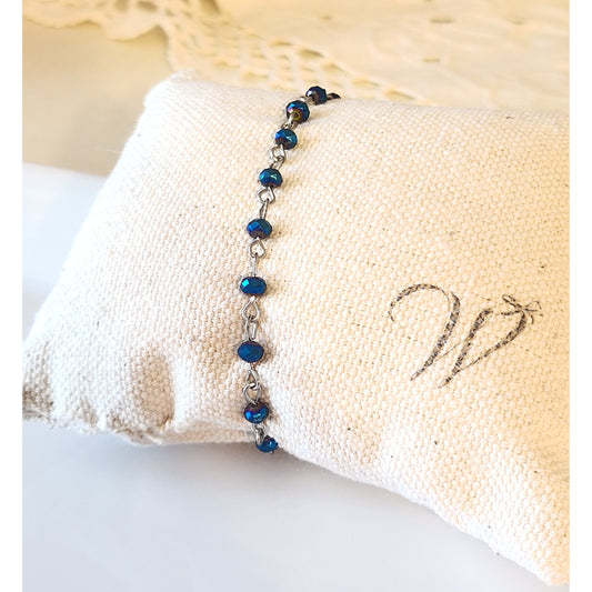 Delicate Cobalt Blue Crystal Bracelet