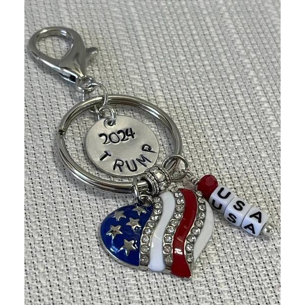 Trump 2024   Patriotic Keychain  Red, White & Blue