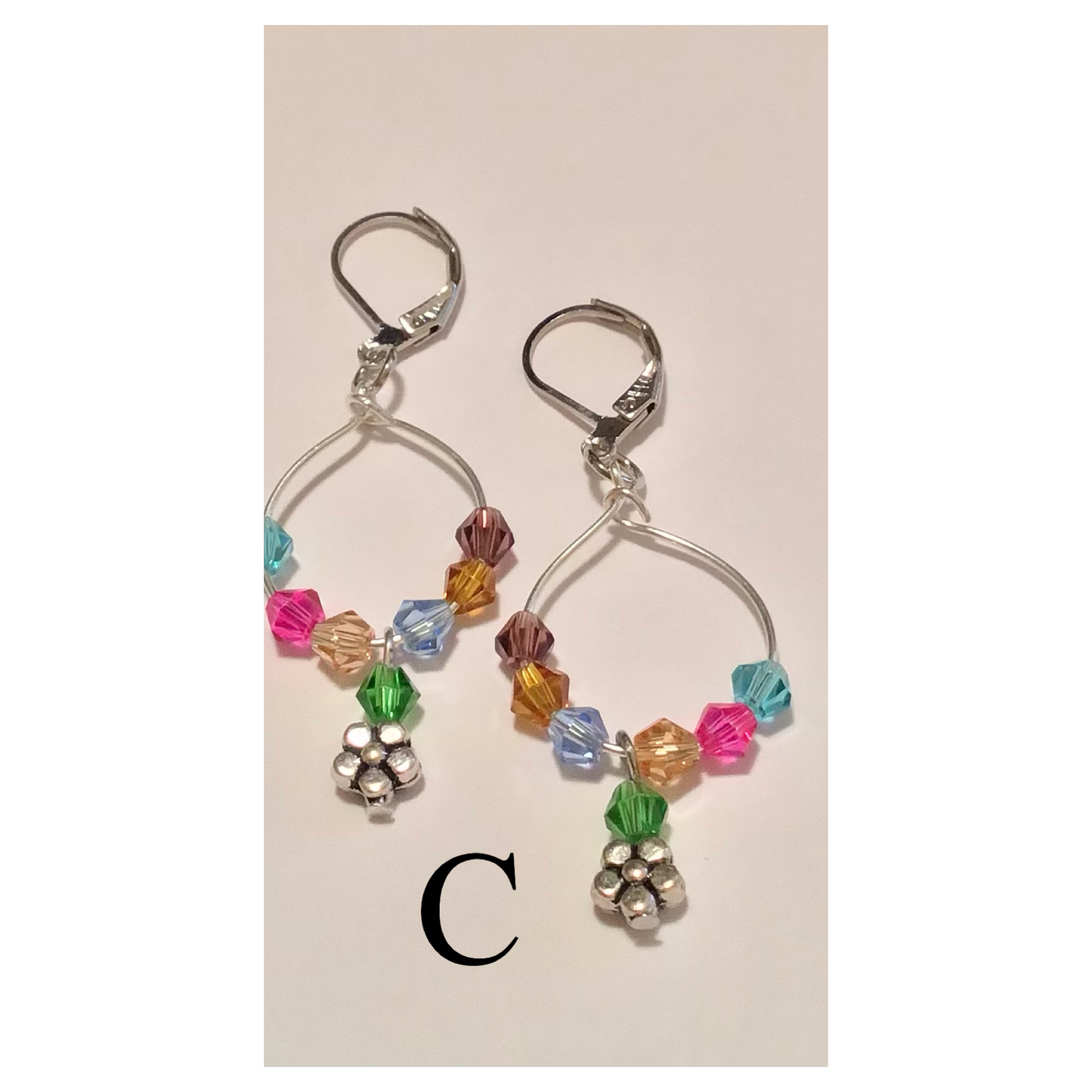 Crystal Hoop Earrings with Flower