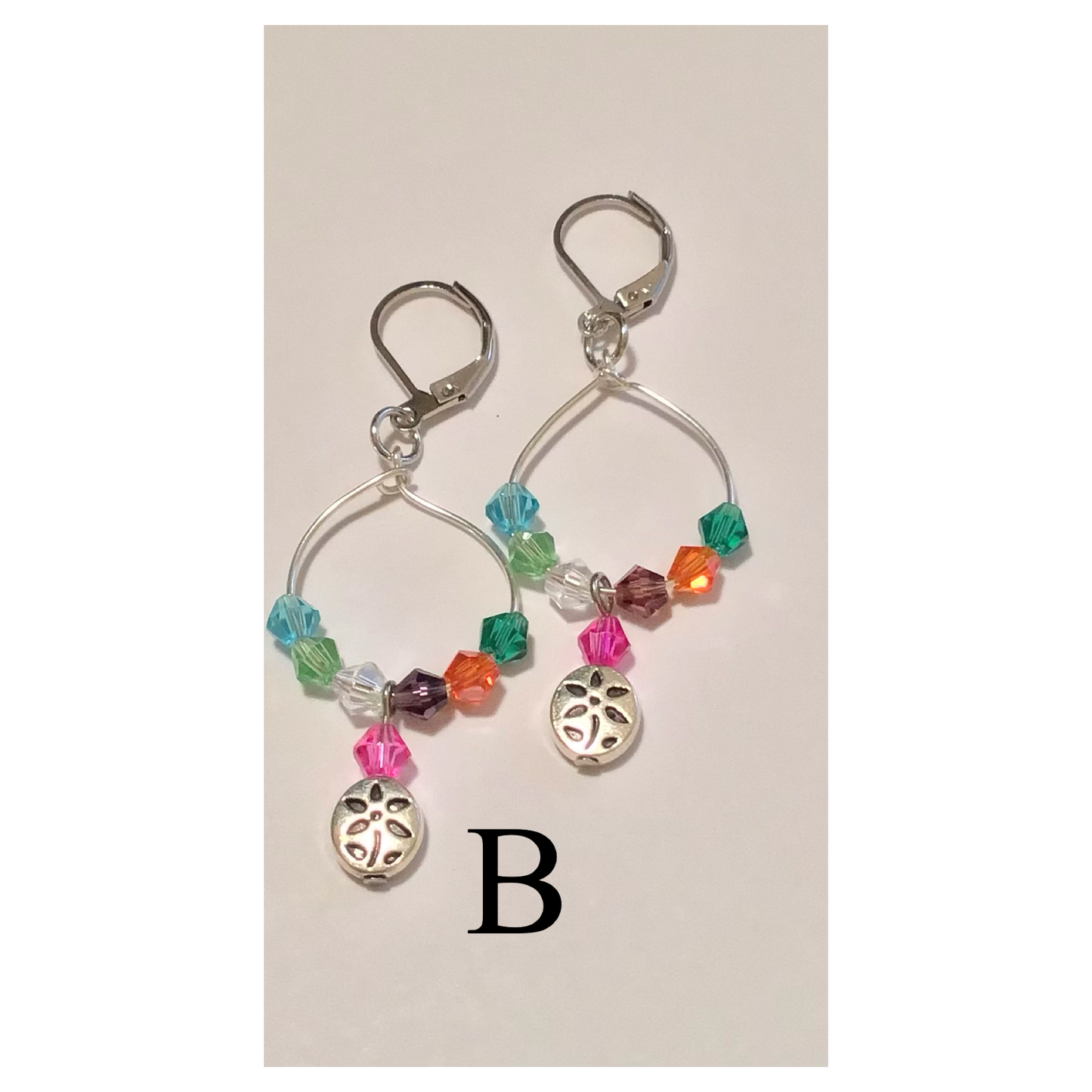 Crystal Hoop Earrings with Flower