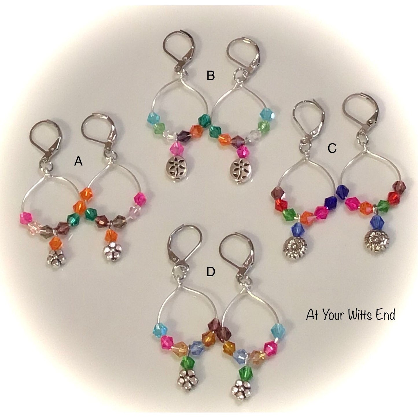 Crystal Hoop Earrings with Flower