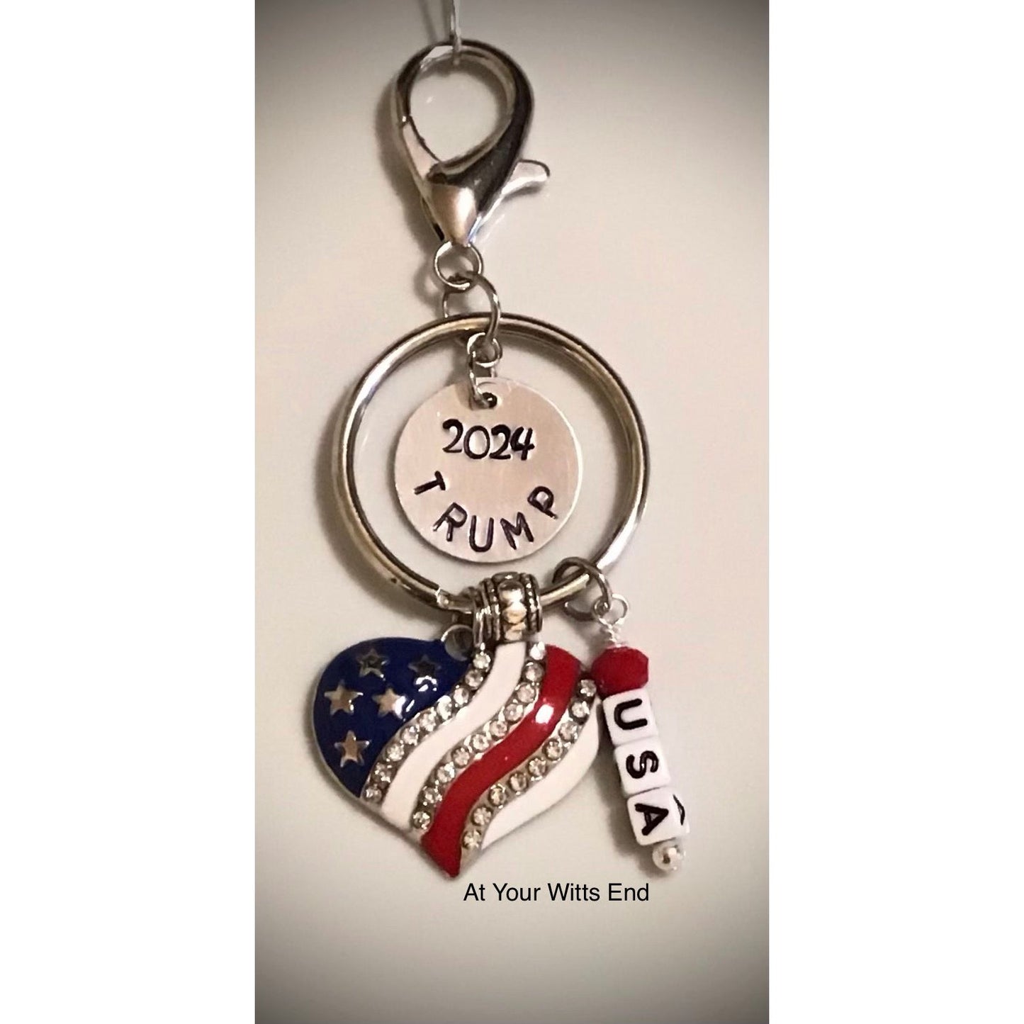 Trump 2024   Patriotic Keychain  Red, White & Blue