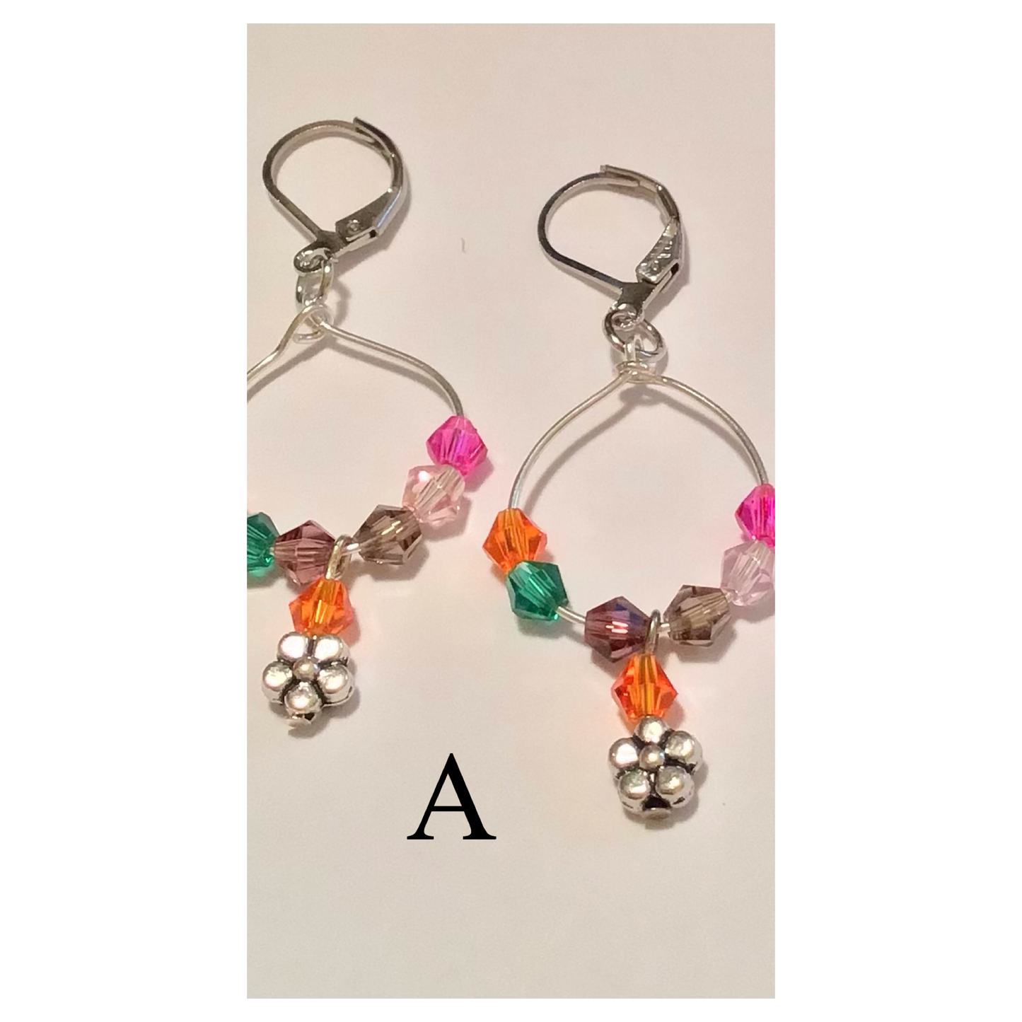 Crystal Hoop Earrings with Flower