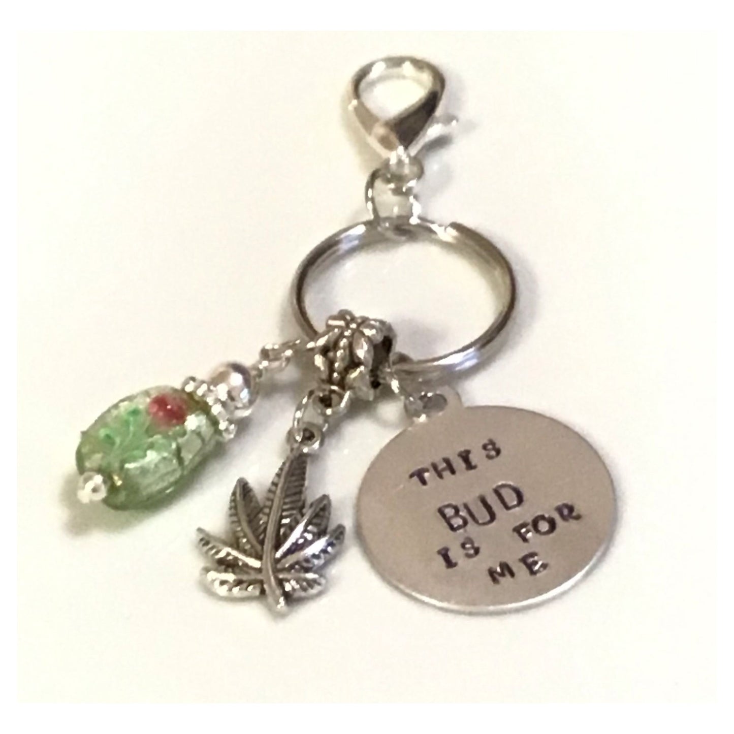Cannabis Leaf Keychain, pot leaf,dispensary keychain