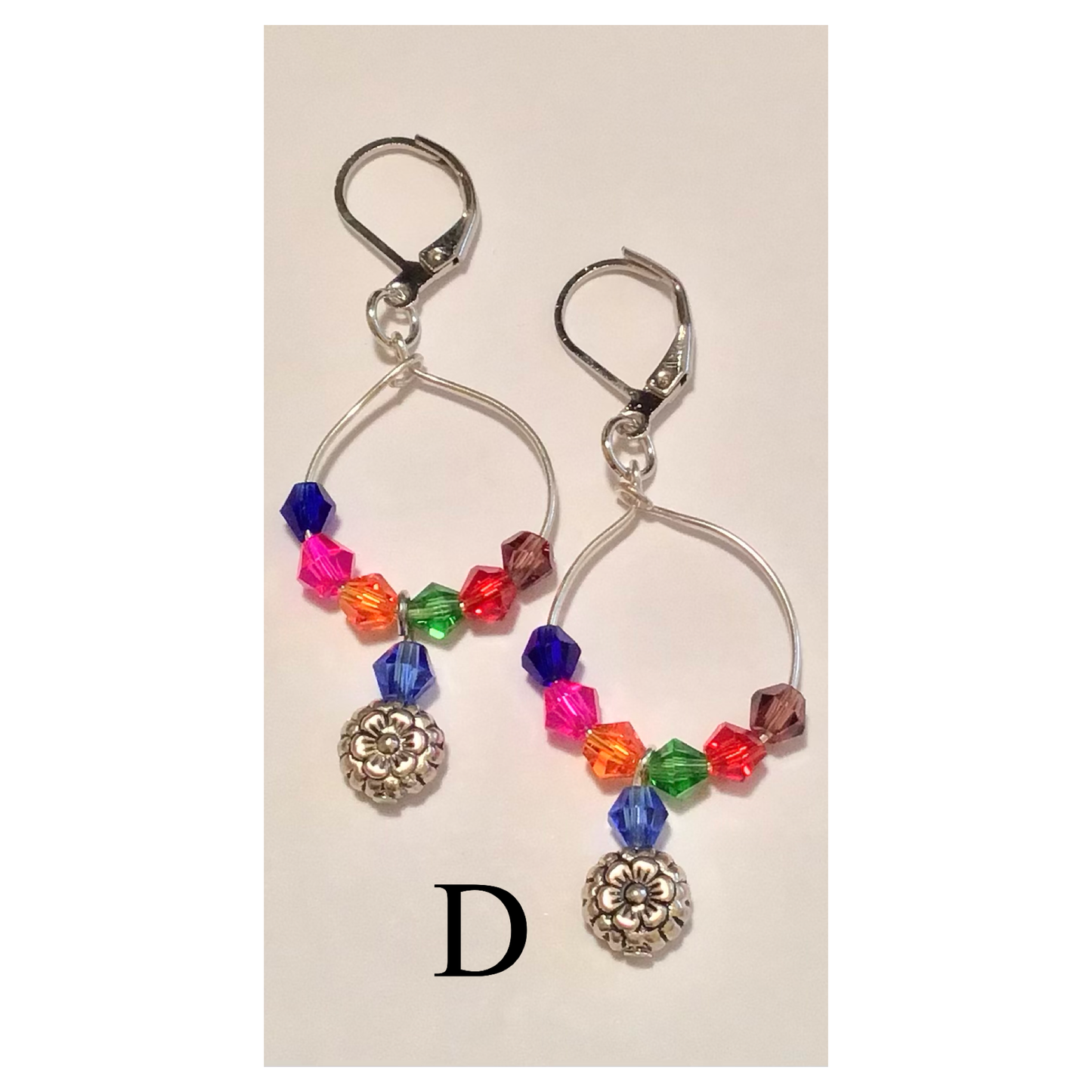 Crystal Hoop Earrings with Flower