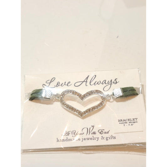 Suede Heart Pendant LOVE ALWAYS Bracelet