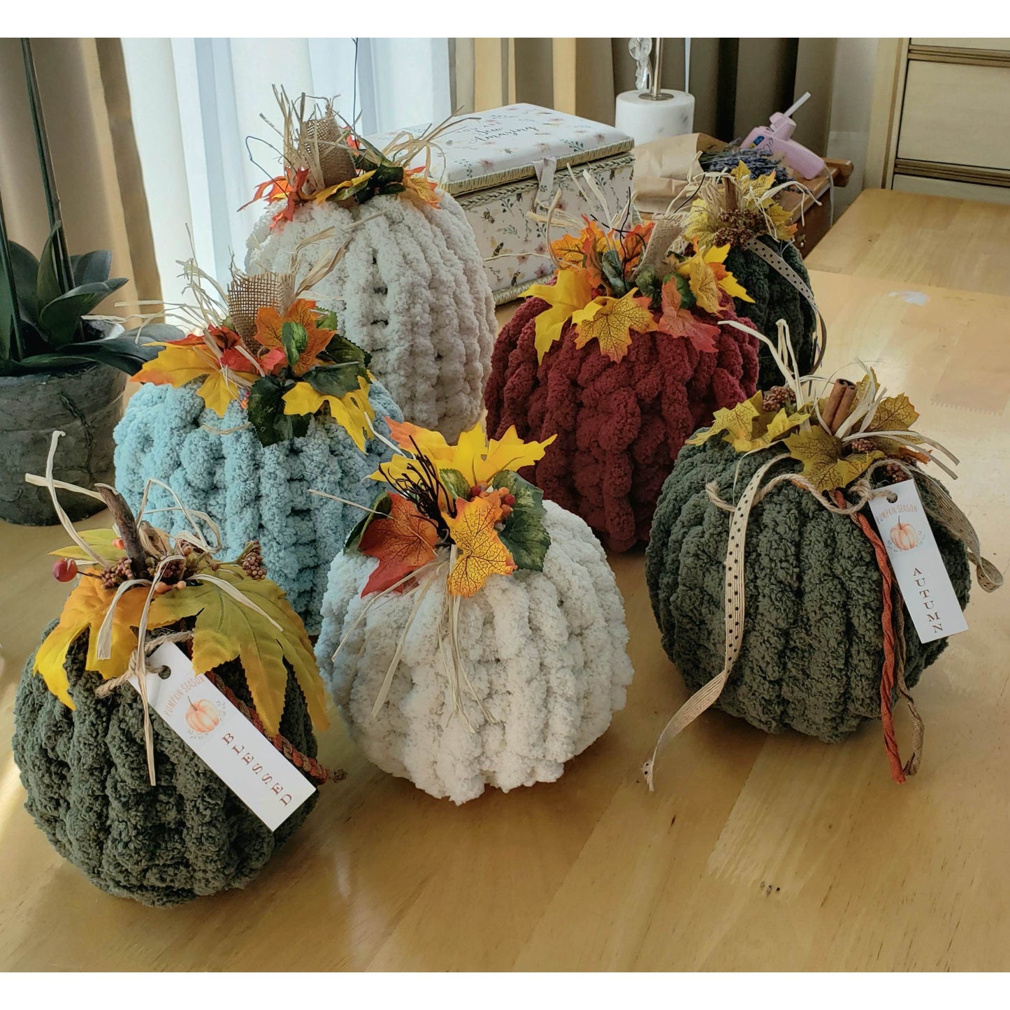 Custom Knit Pumpkin, Pumpkin Decoration, Autumn Decorations