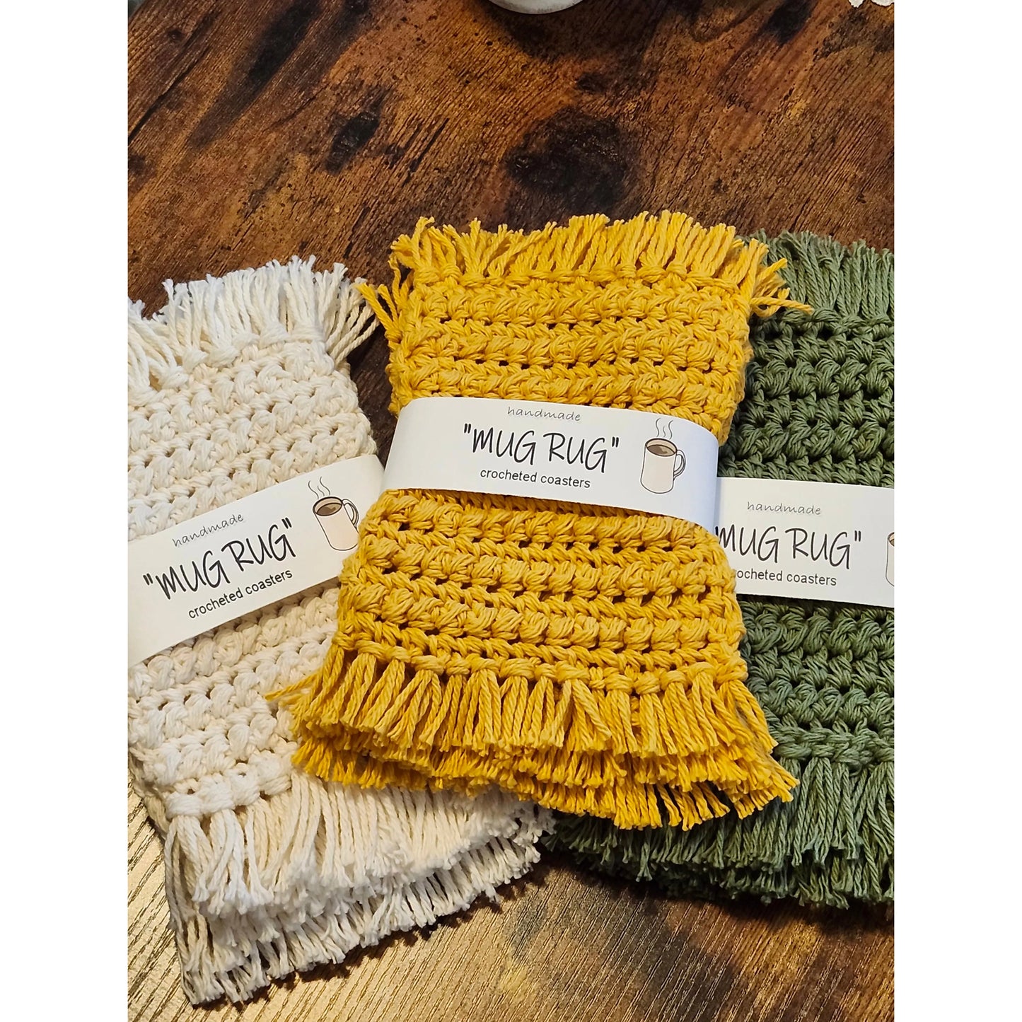 "MUG RUGS" crocheted coasters (set of 4)