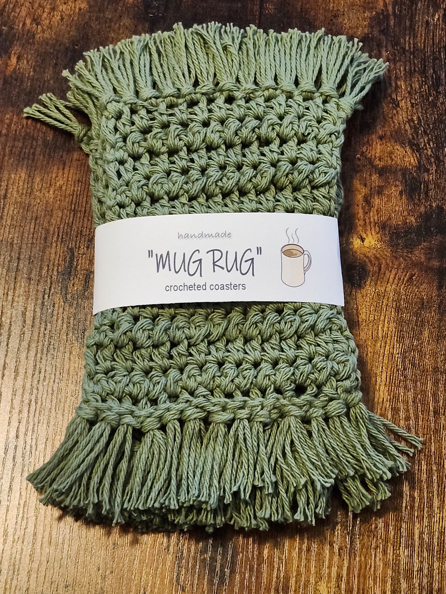 "MUG RUGS" crocheted coasters (set of 4)