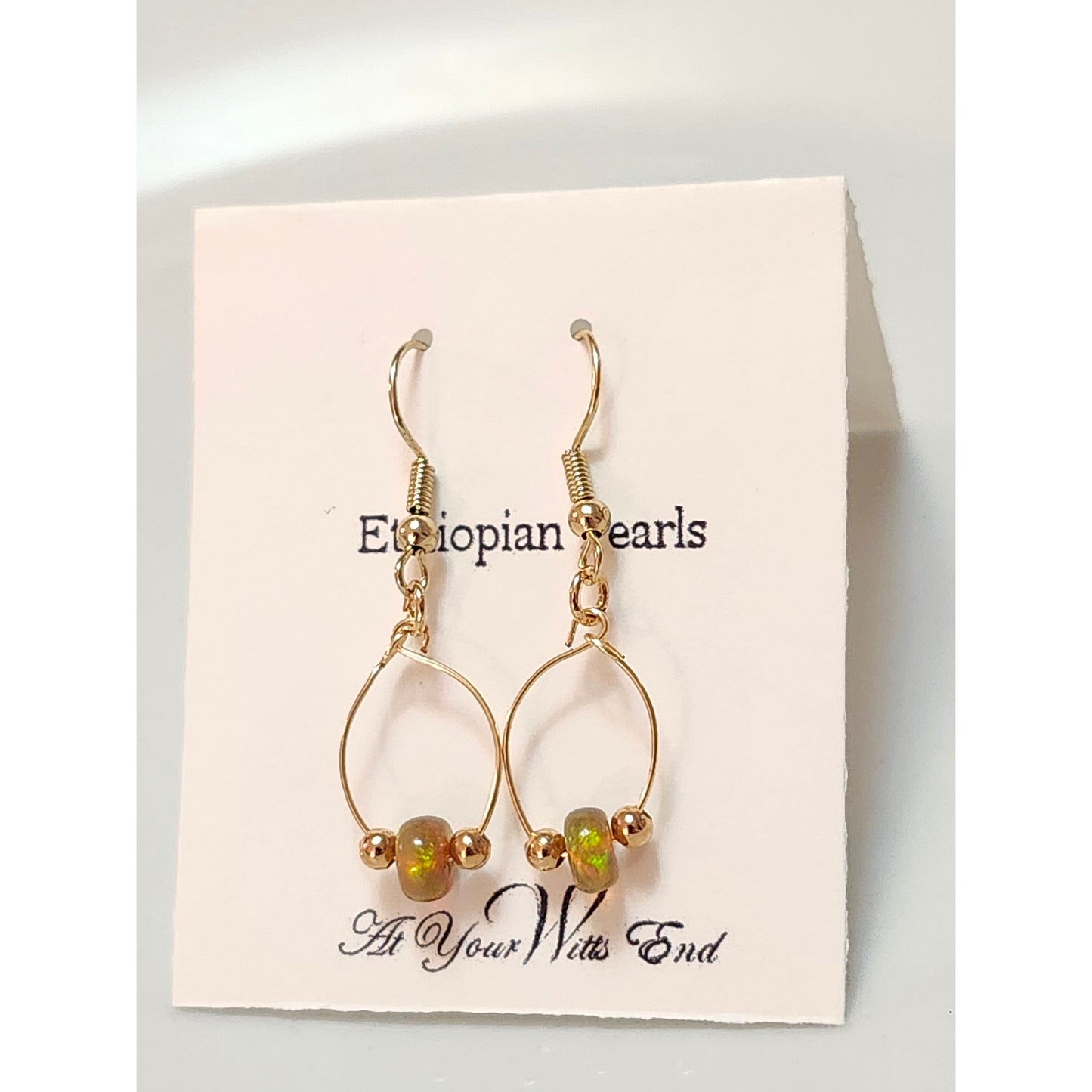 Ethiopian Pearl Rhondel Earrings, iridescent earrings