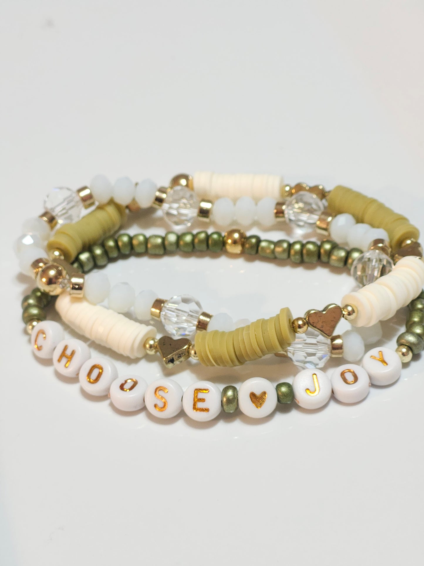Three Strand Beaded Bracelet with Letter Beads
