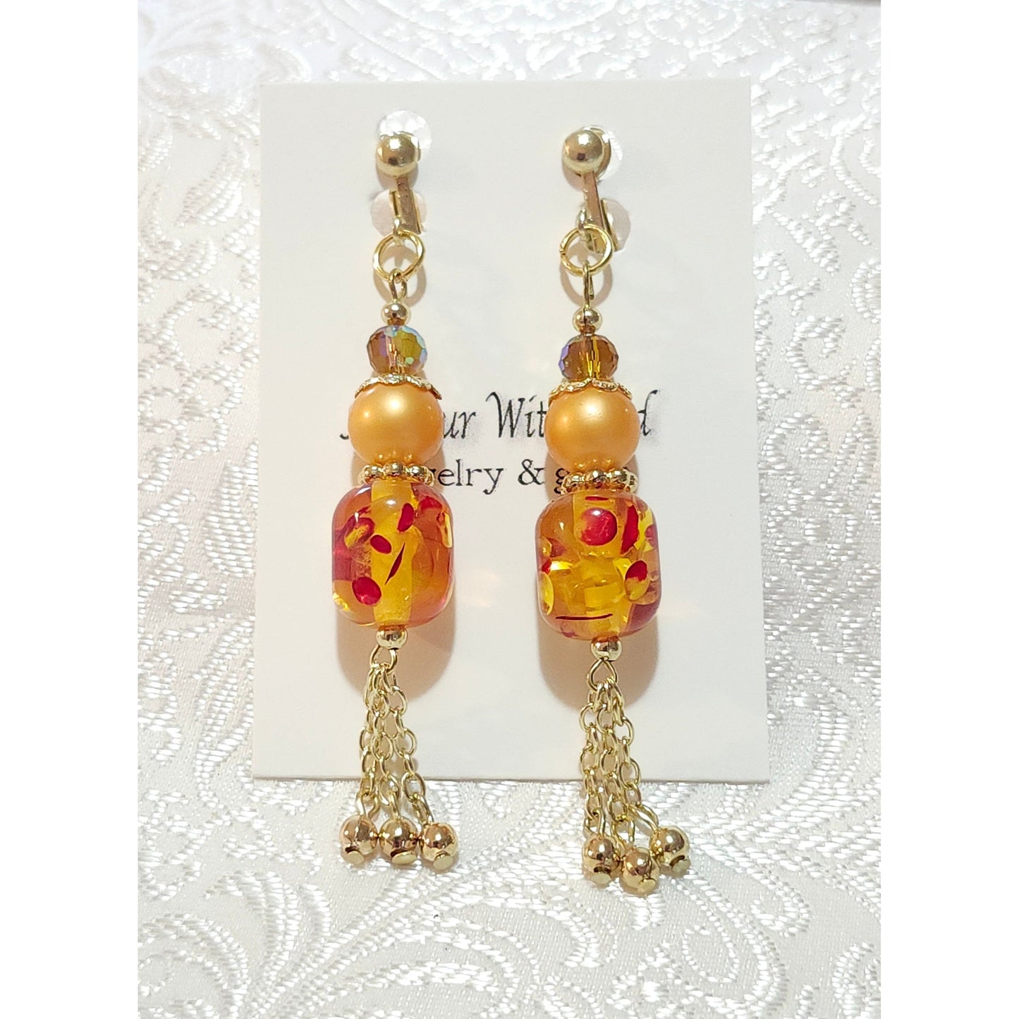 Orange & Red Chandelier Earrings