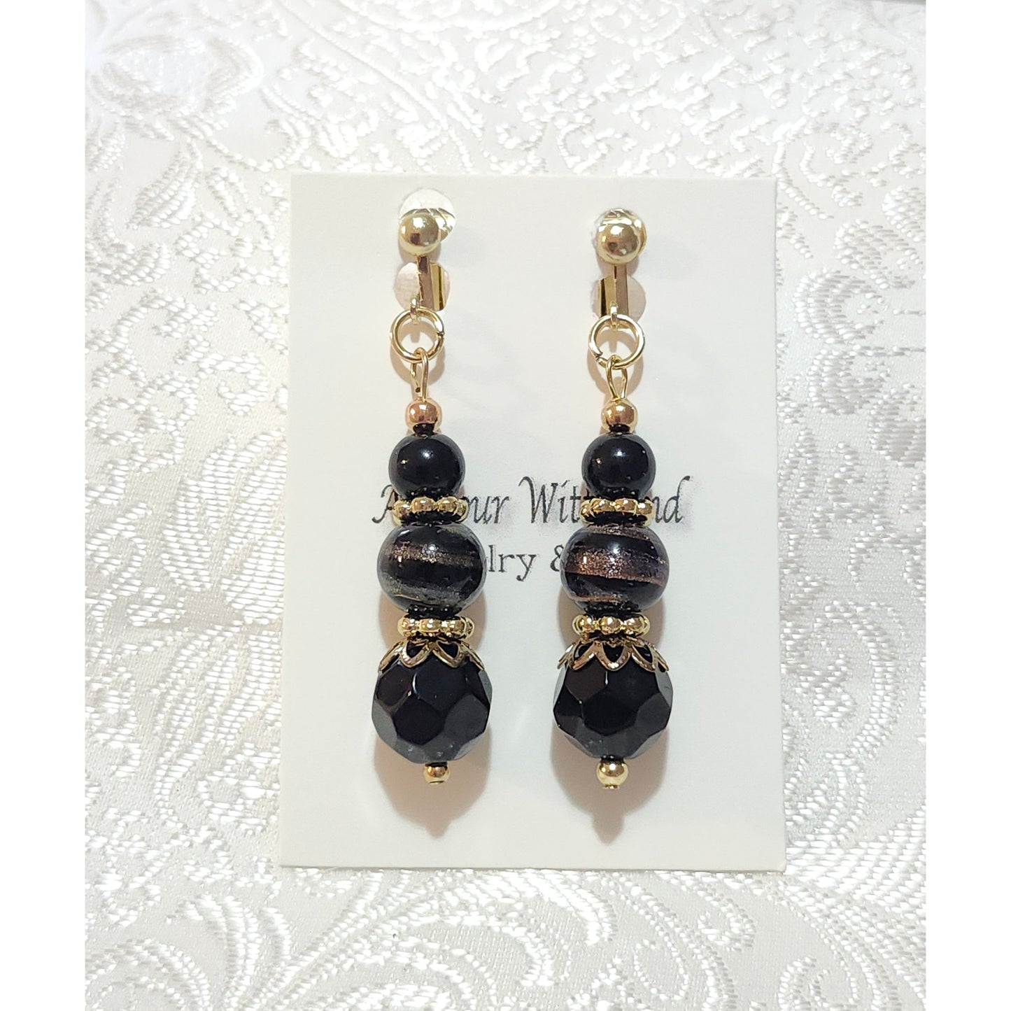 Black & Brown Swirl Chandelier Earrings