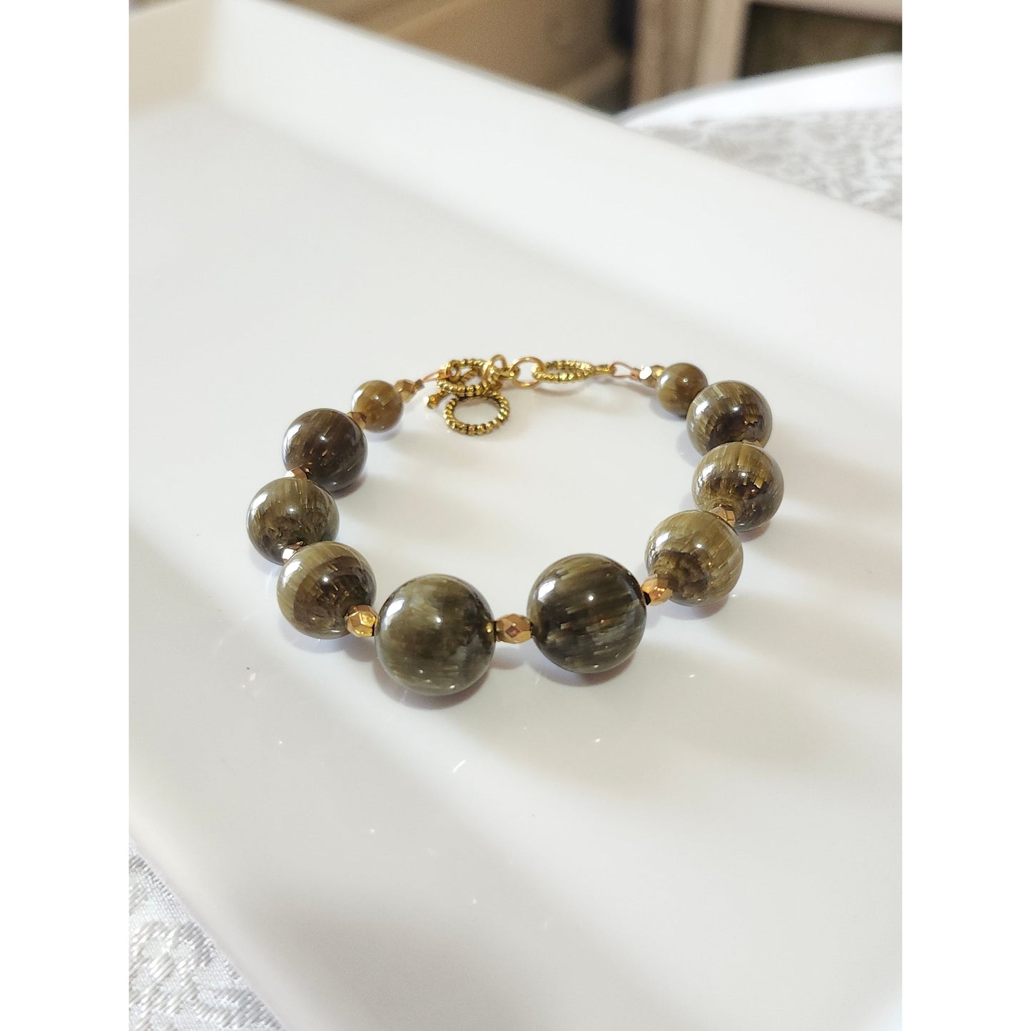 Bamboo Style Green Bracelet