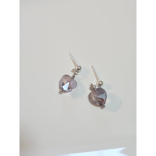 Crystal purple heart earrings girls