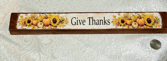 Wooden Decoupage Block (GIVE THANKS) rectangle