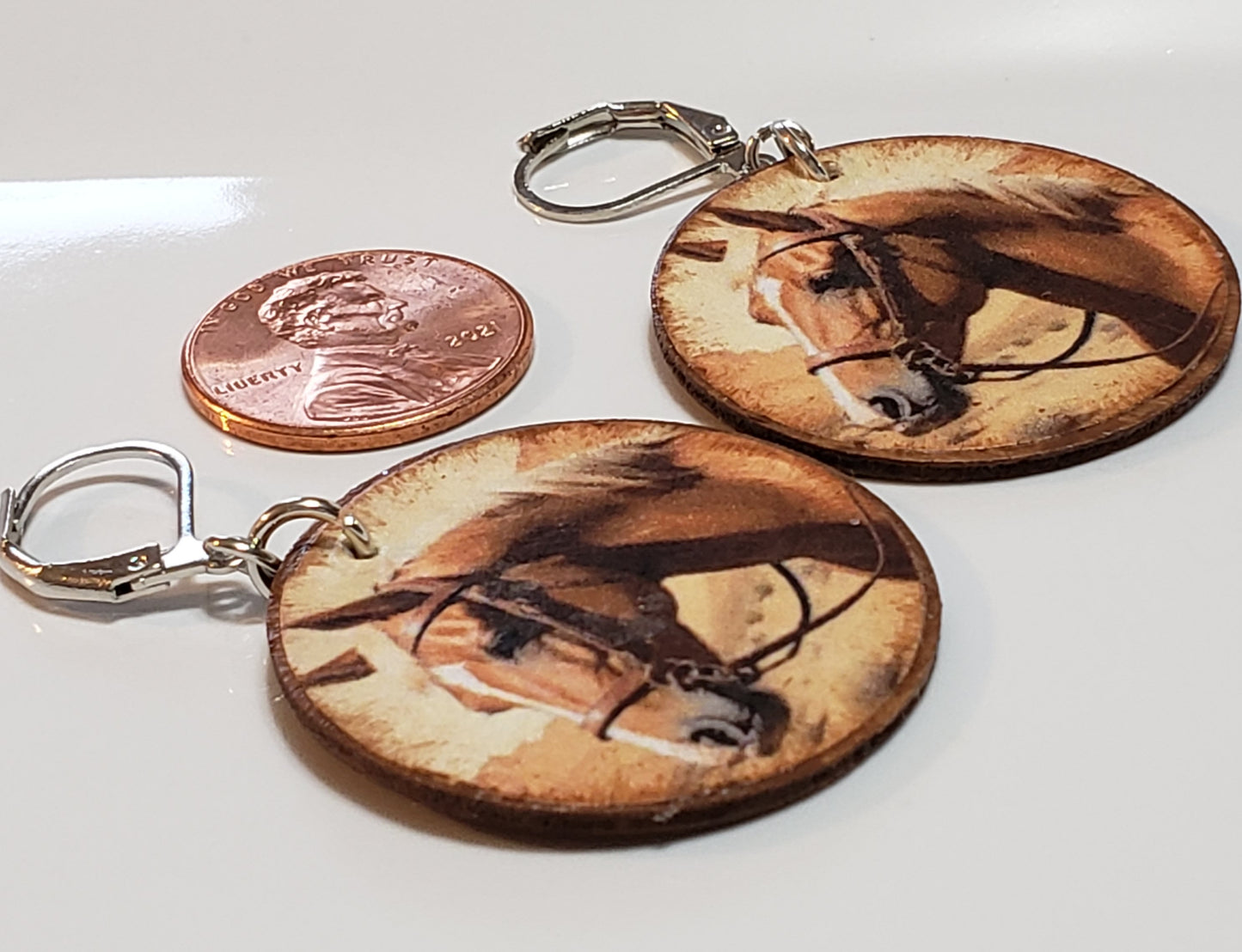 Palomino Horse wooden earrings