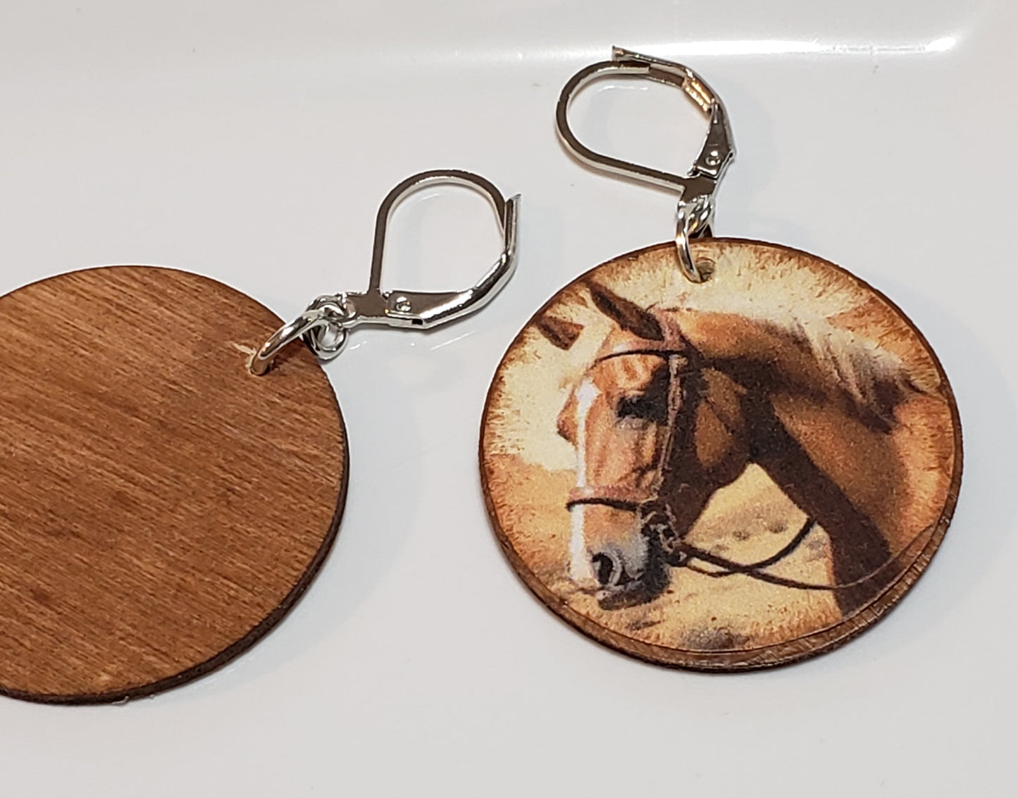 Palomino Horse wooden earrings