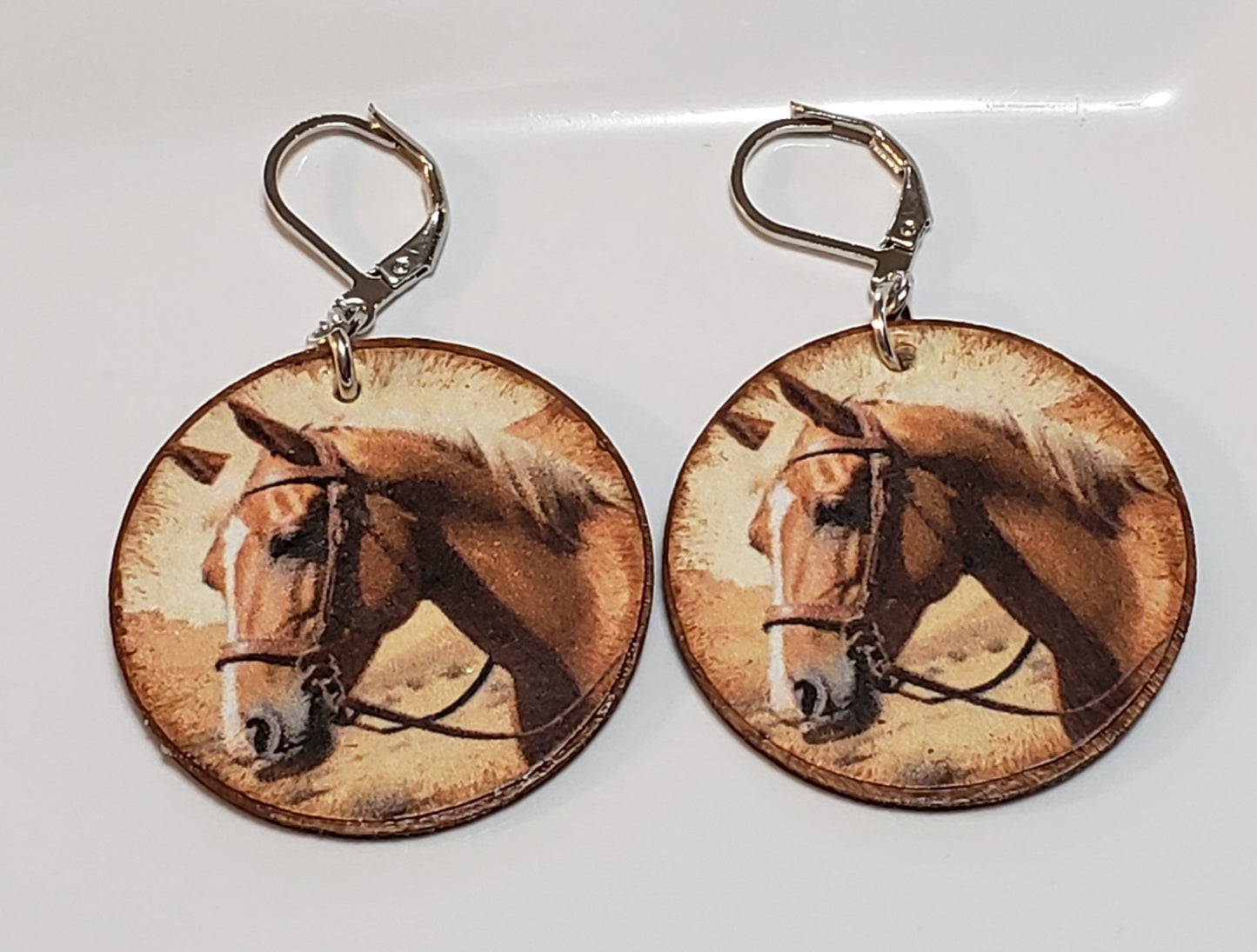 Palomino Horse wooden earrings