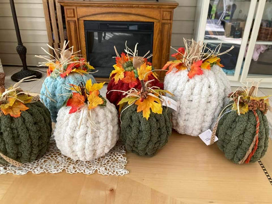 Custom Knit Pumpkin, Pumpkin Decoration, Autumn Decorations