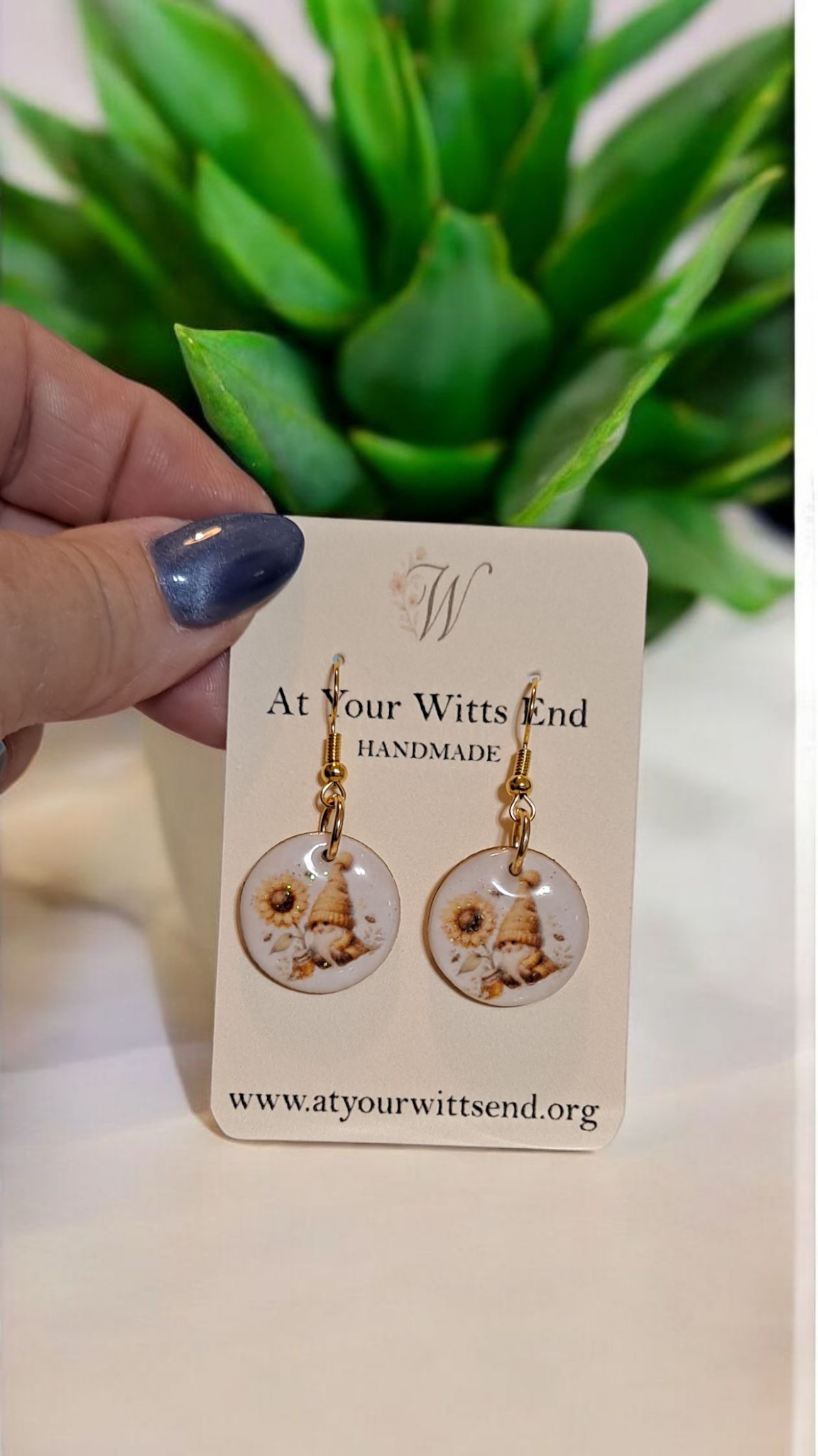 Gnome & Sunflower Resin Earrings