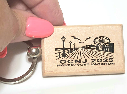 Personalized Ocean City Boardwalk Keychain |FREE SHIPPING | Custom Vacation Souvenir | Beach Trip Keepsake