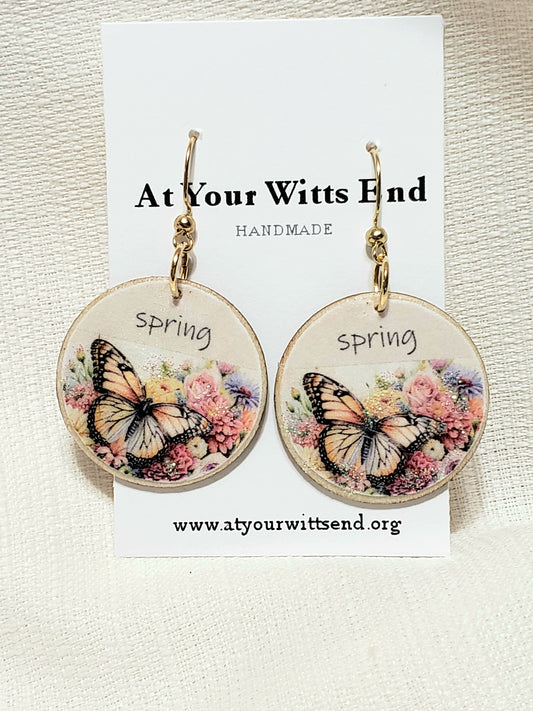 Pretty Butterfly Decoupage Earrings