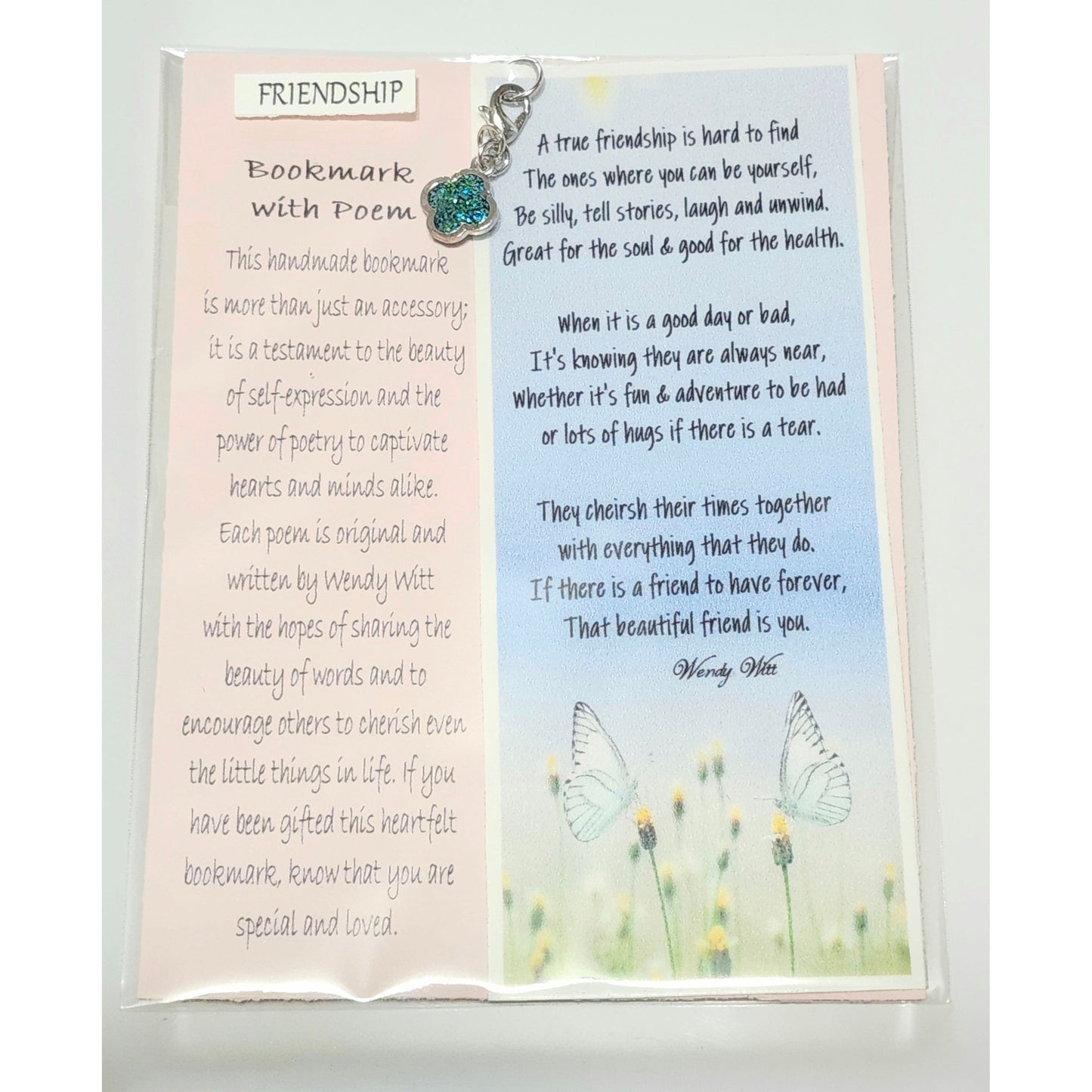 Bookmark Poems by Wendy with Sparkly Charm